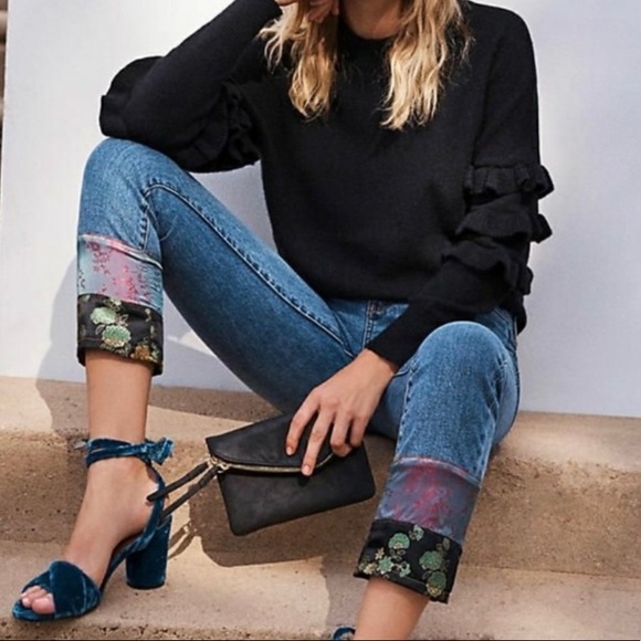 Anthropologie Pilcro Medium Blue Wash Slim Boyfriend Patchwork Jeans Size 27 - Picture 2 of 12